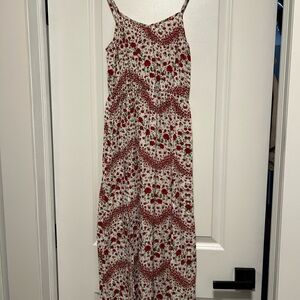 H&M White Maxi Dress with Red Floral Print